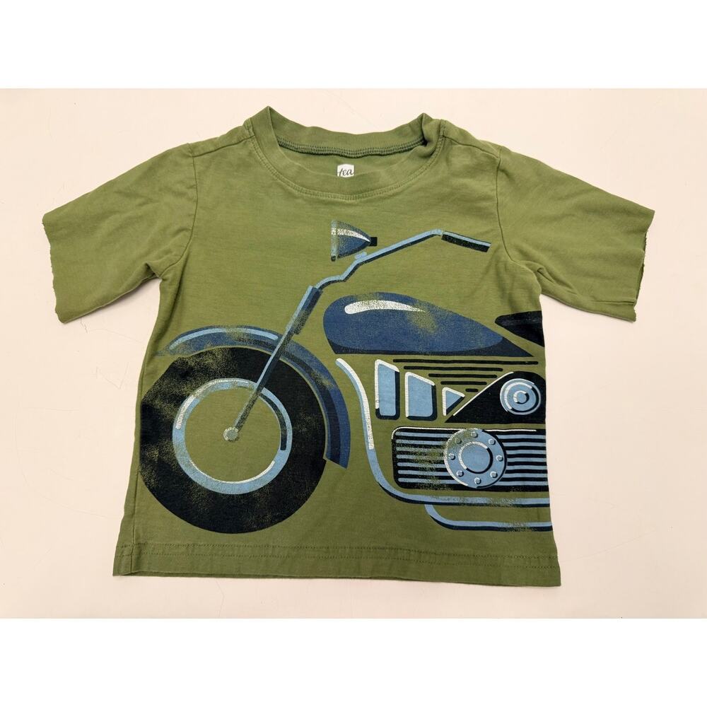 Tea Collection Toddler Boys 2T T-Shirt | Green Motorcycle Graphic Top